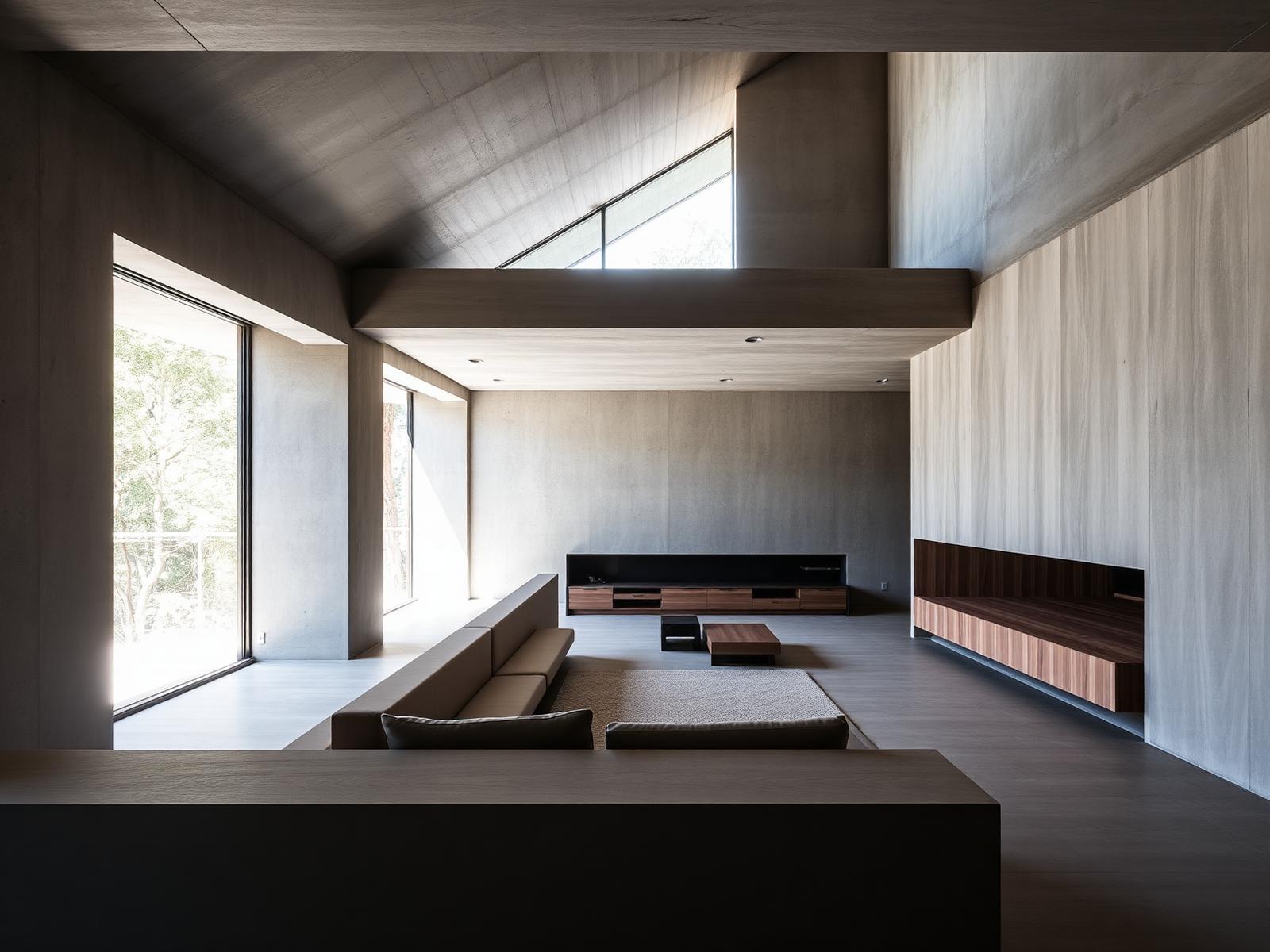 Arquitetura contemporânea em concreto e madeira